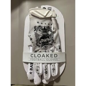 Battle Cloaked Speed Freak Football Gloves White Black Youth Medium 1GLYFK001